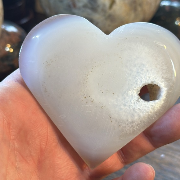 Agate Crystal Heart Carving With Druzy! - Picture 4 of 6